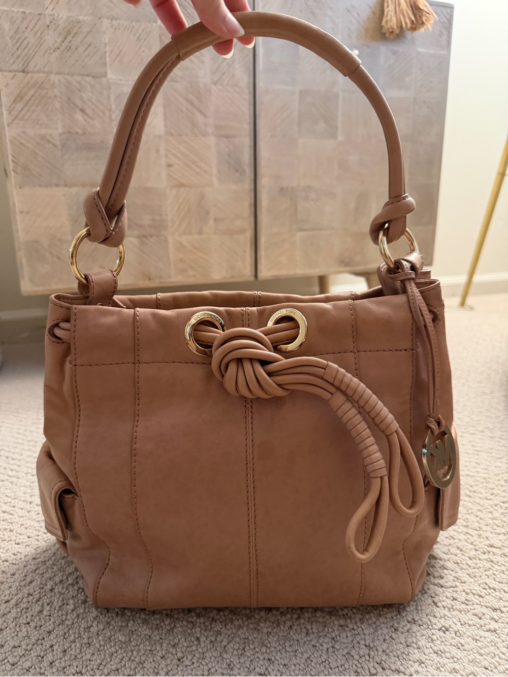 Michael Kors Blush Tan Leather Women's Hobo Tote Bag
